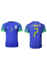 Brasilia Lucas Paqueta #7 Jalkapallovaatteet Vieraspaita MM-kisat 2022 Lyhythihainen
